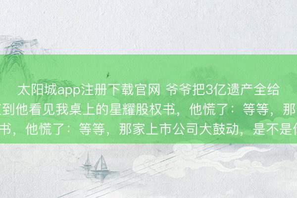 太阳城app注册下载官网 爷爷把3亿遗产全给了堂弟，我回身离开，直到他看见我桌上的星耀股权书，他慌了：等等，那家上市公司大鼓动，是不是你？